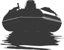 ai gegenereerd silhouet een Mens het rijden opblaasbaar boot de boot is op reis zwart kleur enkel en alleen vector