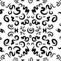 golvend tekening zwart lijnen in vector naadloos patroon dat lijkt op tapijt ontwerp. subtiel monochroom versiering net zo creatief kunst structuur voor het drukken Aan verschillend oppervlakken of gebruik in grafisch ontwerp.