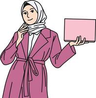 hijab Dames houding Holding huidsverzorging vector