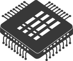 ai gegenereerd silhouet ic of geïntegreerde stroomkring single elektronisch bestanddeel vector