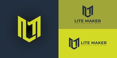 abstract eerste brief lm of ml logo in geel kleur geïsoleerd in meerdere achtergronden. eerste brief lm modern gekoppeld plein hoofdletters logo groente. geel brief lm voor bedrijf en overleg plegen logo. vector