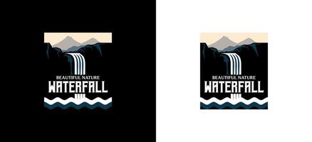 mooi berg waterval logo ontwerp vector illustratie