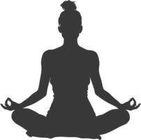 ai gegenereerd silhouet vrouw meditatie yoga vol lichaam zwart kleur enkel en alleen vector