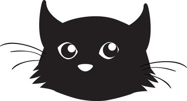 schattig zwart kat hoofd gezicht icoon geïsoleerd Aan wit achtergrond. grappig katje. vector illustratie ontwerp element.