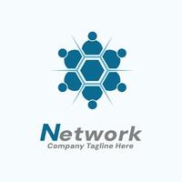 netwerk logo globaal communicatie tafel praten concept groep werk modern logo en bedrijf identiteit vector