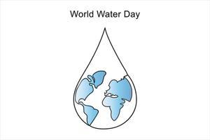 doorlopend een lijn tekening van aarde water. wereld water dag concept geïsoleerd vector illustratie