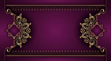 Purper achtergrond met gouden mandala ornament vector