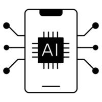 ai aangedreven app ontwikkeling icoon. revolutionair toepassingen. app ontwikkeling met ai icoon. innoveren software oplossingen. slim app creatie icoon. gebruik maken van de macht van ai. bewerkbare beroerte icoon. vector