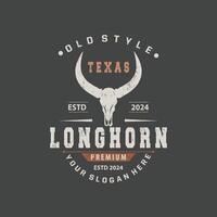 Longhorn dier logo ontwerp, boerderij retro wijnoogst toeter minimalistische gemakkelijk sjabloon illustratie vector