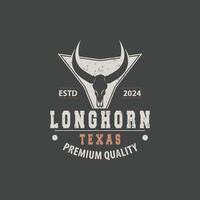 Longhorn dier logo ontwerp, boerderij retro wijnoogst toeter minimalistische gemakkelijk sjabloon illustratie vector