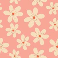 schattig naadloos patroon met wit bloemen Aan roze achtergrond vector illustratie
