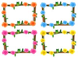 Vier ontwerp van frames met bloemen vector