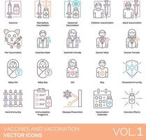 vaccins en vaccinatie icoon reeks vector