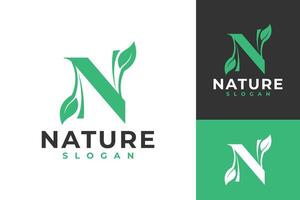 brief n natuur vector logo ontwerp