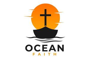 oceaan geloof christen logo ontwerp vector