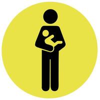 icoon vector illustratie een Mens stickman Holding een baby ontwerp sticker