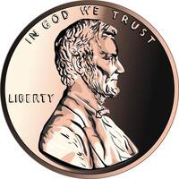 vector Amerikaans geld goud munt een cent, cent