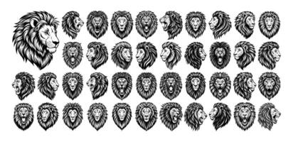 ai gegenereerd verzameling van leeuw hoofd illustratie ontwerp vector