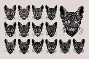 ai gegenereerd vlak gedetailleerd tekening korat kat hoofd illustratie ontwerp reeks vector