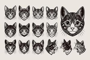 ai gegenereerd schattig kawaii munchkin kat hoofd illustratie ontwerp reeks vector