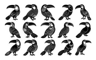 ai gegenereerd silhouet van vlak gemakkelijk toekan vogel illustratie ontwerp reeks vector