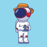 schattig fotograaf astronaut tekenfilm vector pictogrammen illustratie. vlak tekenfilm concept. geschikt voor ieder creatief project.