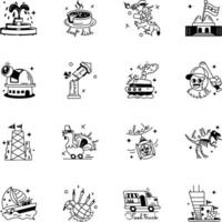 bundel van chicago erfgoed glyph stickers vector