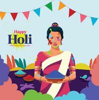 illustratie van abstract kleurrijk gelukkig holi achtergrond voor kleur festival van Indië viering groeten vector