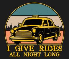 taxi bestuurder t-shirt ontwerp sjabloon vector