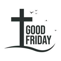 mooi zo vrijdag logo en icoon grafisch vector met kerk kruis en vliegend vogel