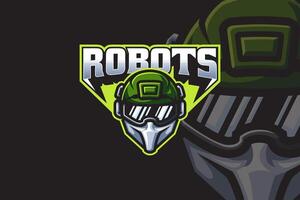 leger leger robot mascotte logo ontwerp sjabloon voor gaming sport team bedrijf vector