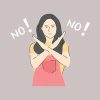 vrouw gebaren Nee vector illustratie