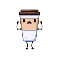 wijnoogst koffie kop karakter tekenfilm vector illustratie