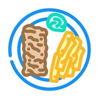 vis en chips zee keuken kleur icoon vector illustratie