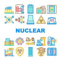 nucleair energie ingenieur atoom pictogrammen reeks vector