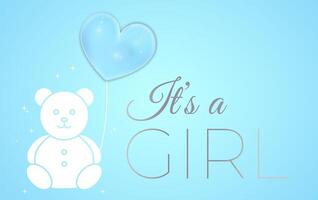 baby jongen douche uitnodiging ontwerp met blauw beer en ballon. zijn een jongen vector illustratie
