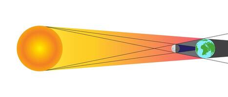 zonne- verduistering met penumbra en ombra. zon, maan, aarde illustratie geïsoleerd Aan wit achtergrond vector