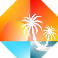 palm boom illustratie. een tropisch eiland met handpalmen. natuur logo icoon vector