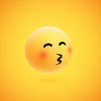 Leuke hoog-gedetailleerde gele 3D emoticon voor Web, vectorillustratie vector