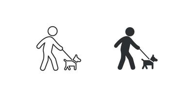 man, lopen, voetganger, hond vector geïsoleerd pictogram. gratis vector