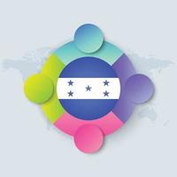 vlag van honduras met infographic ontwerp geïsoleerd op wereldkaart vector