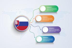 vlag van Slowakije met infographic ontwerp geïsoleerd op punt wereldkaart vector