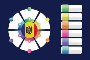 Moldavische vlag met infographic ontwerp opnemen met verdeelde ronde vorm vector