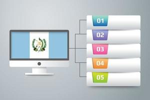 vlag van guatemala met infographic ontwerp opnemen met computermonitor vector