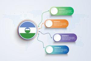 Kabardino balkaria vlag met infographic ontwerp geïsoleerd op stip wereldkaart vector