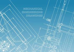 computerondersteunde ontwerpsystemen. technische illustraties, achtergronden. werktuigbouwkundige tekening. machinebouw industrie. instrumentmakende tekeningen vector