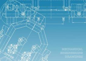 computerondersteunde ontwerpsystemen. technische illustraties, achtergronden. werktuigbouwkundige tekening. machinebouw industrie. instrumentmakende tekeningen vector