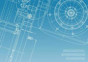 computerondersteunde ontwerpsystemen. technische illustraties, achtergronden. werktuigbouwkundige tekening. machinebouw industrie. instrumentmakende tekeningen vector