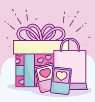 gelukkige Valentijnsdag, smartphone-boodschappentas en liefde voor geschenkviering vector