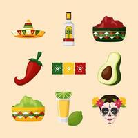 geïsoleerd Mexicaans pictogram set vector design